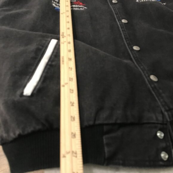 Vintage Jacket Mens XL Black White Chevrolet NCHA Finalist Rodeo Denim 90s - Picture 10 of 11